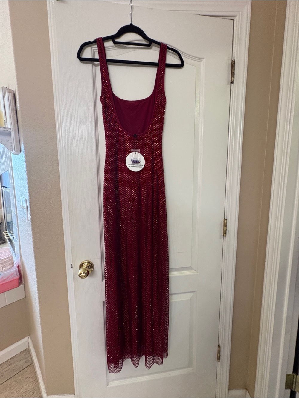 Red Sequin Square-Neck Maxi Dress - Picture 4 of 5